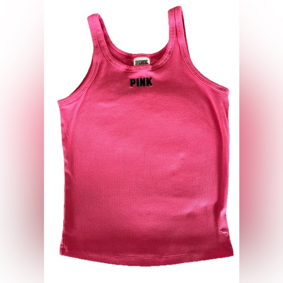 PINK Victoria's Secret Tops - Victoria’s Secret Pink Tank Top XS Ribbed Embroidered